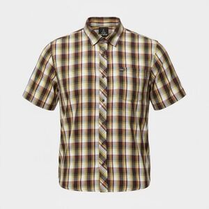 Prana Plaid Snap Button Shirt Mens Medium Yellow Organic Gorpcore‎ Rugged Hiking